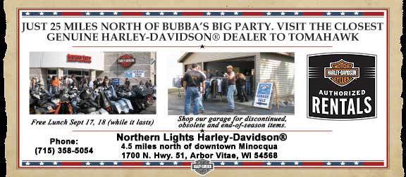 Northern Lights Harley-Davidson�, just 4.5 miles north of downtown Minocqua!